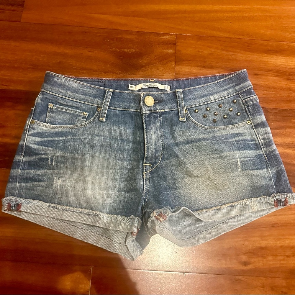 Zara Studded Accent Jean Shorts